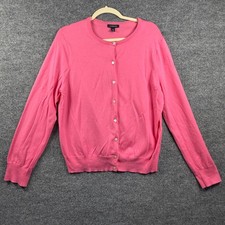 Retro Lands End Womens Large Pink Button Front Cardigan Sweater Feminine Preppy