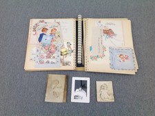 Vintage Baby Book with Photographs and Cards