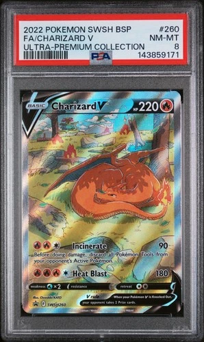 2022 POKEMON SWSH BLACK STAR PROMO #260 FULL ART/CHARIZARD V PSA 8