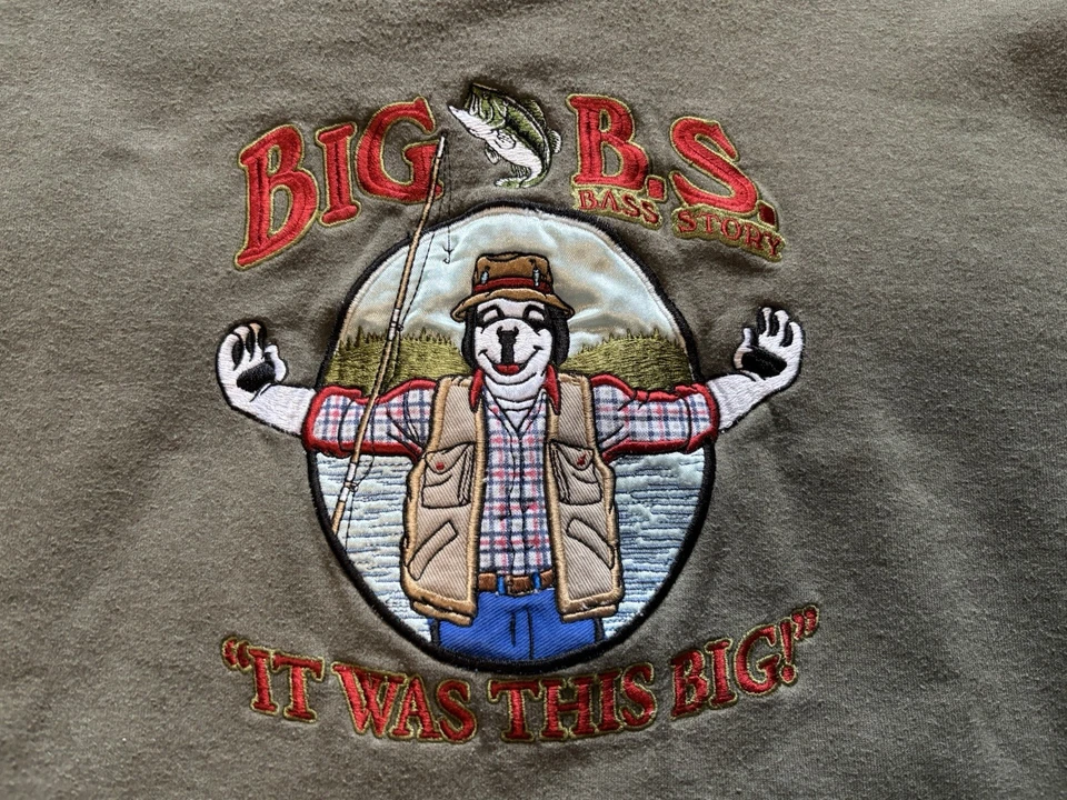 Sudadera De Colección Big Dogs Cuello Redondo Para Hombre Grande Verde Lubina Pesca Papá Vellón Foto 2 de 4