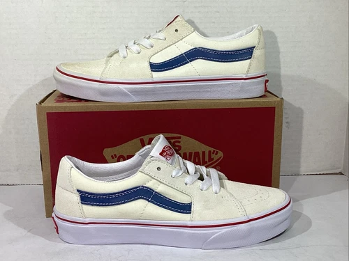 Scarpe da ginnastica Vans uomo taglia 5 classiche bianche marine scamosciate SK8 Low AJ 1180