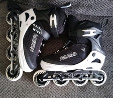Papaison Inline Skates Adjustable L Mens 5-7.5 Women 6-9 Black ABEC-7 New