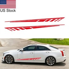 2pcs 67 Red Sport Racing Stripes Body Side Door Skirt Vinyl Stickers Decals