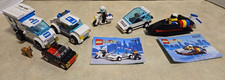 Lot of Vintage Lego 6537 Boat 6625 Police Vehicles & Other Sets w/ 3 Figures