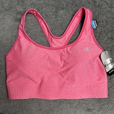 Champion 1602 Sports Bra Medium Spot Comfort Melon Punch Pink 26 Removable Pads