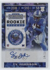 2019 Contenders Rookie Ticket Variation Cracked Ice /23 Ty Johnson #268 Auto 8d9