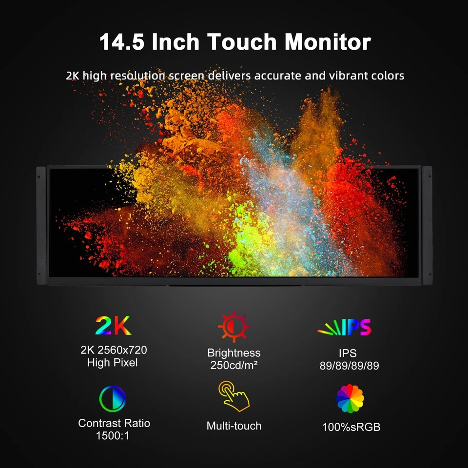 14.5 Inch Embedded Monitor Open Frame Vesa Wall Mount LCD Monitor 2560x720 2K... - Image 2 of 4