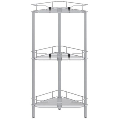 HuggieGems 3 Tier Floor Standing Corner Shower Caddy Organizer Shelf with Ho...