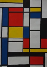 Fine unique painting – Expressive composition, 2 x signed Piet Mondrian, w COA