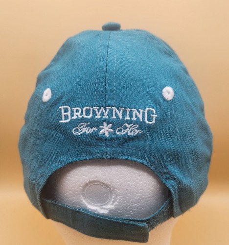 Browning For Her TEAL Ball Cap/Hat Adjustable Embroidered White Puff Logo, EUC - Picture 3 of 6