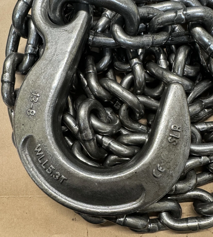 Gancho de fundição Clevis grau 100 1/2" 5,3 toneladas com corrente livre grau 80 acabamento oleado - Imagem 3 de 4