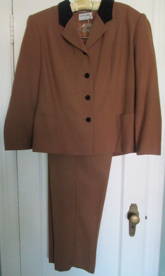 Traje de colección años 80 Old Money $ Power carrera 16W 100% lana terciopelo cuello Alfred Dunner Foto 3 de 4