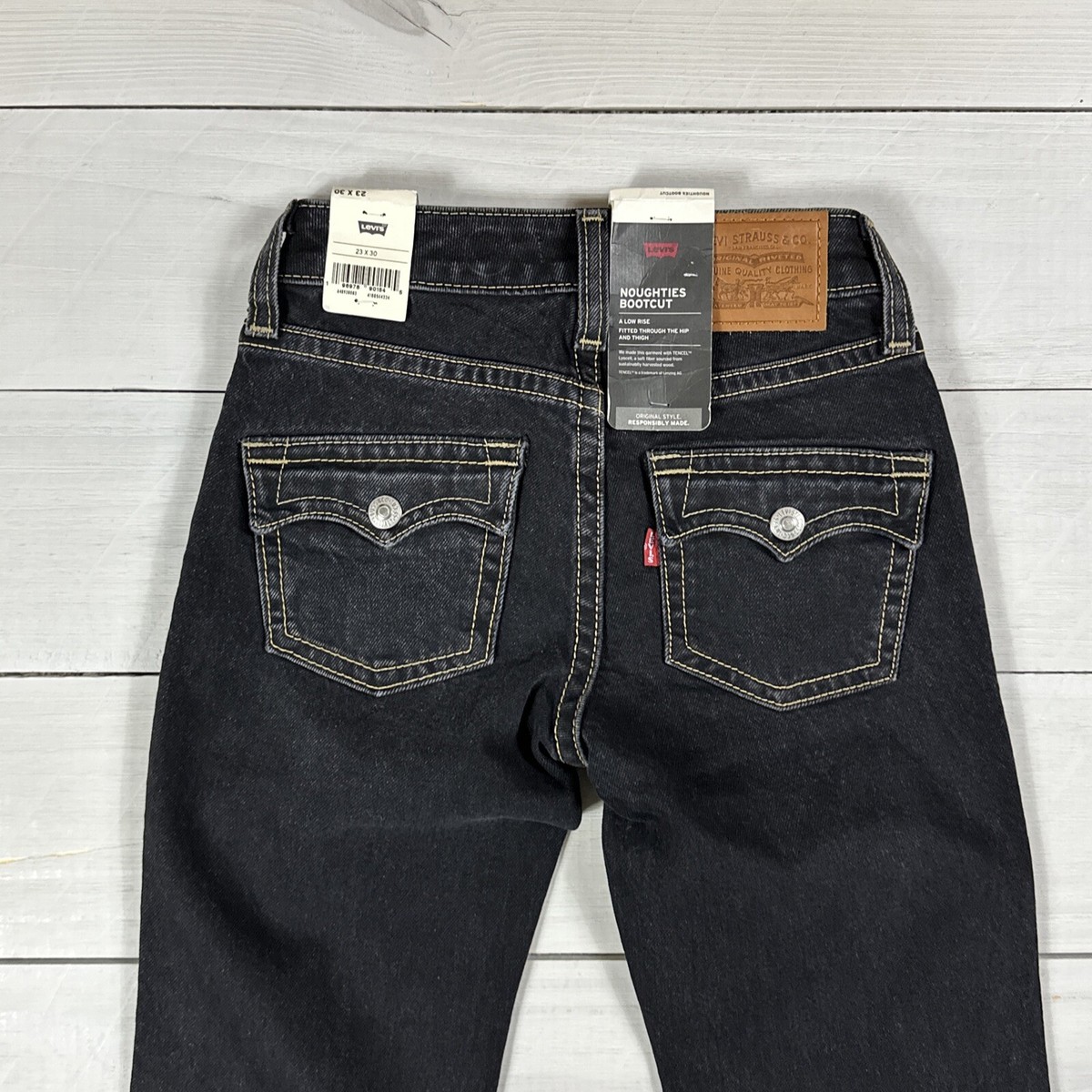 Levis Premium Noughties Bootcut Denim Jeans 23x30 Black Flap