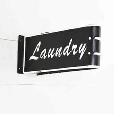 New Retro Vintage Farmhouse Double Sided Black 3D LAUNDRY SIGN Wall Hanging 12"