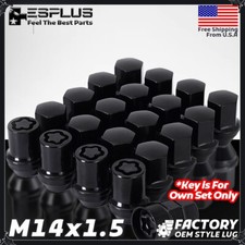 20 Black 14x1.5 Wheel Lock Lug Nut Fit Stock Wheel Ford Chevy Cadillac Tesla
