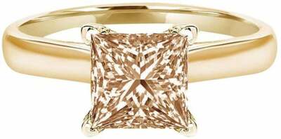 6-7 Ct Great Shine & Luster Treated Champagne Colour Diamond Ring