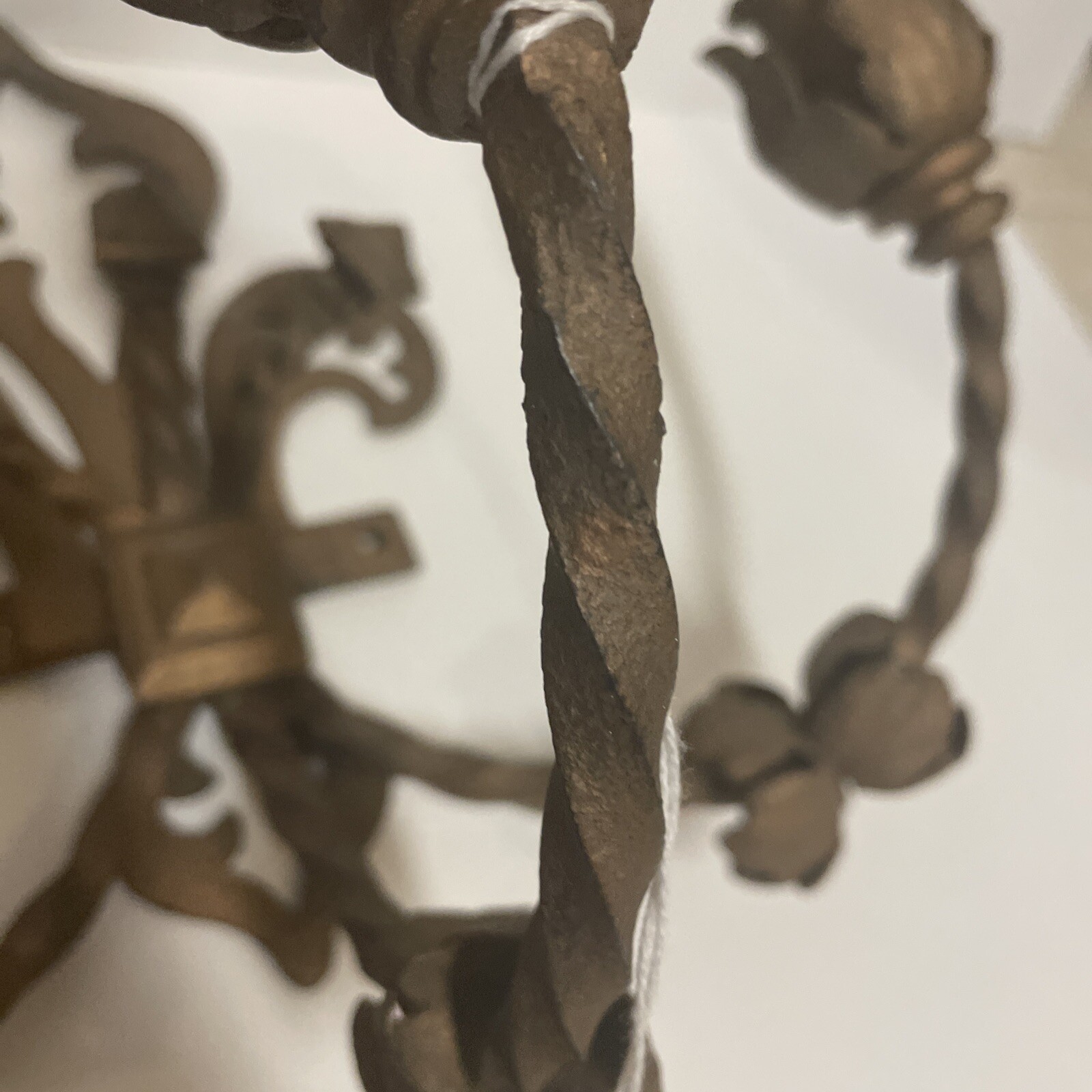 c1920’s Antique Fluer De Lys Wrought Iron Hand Candle Wall