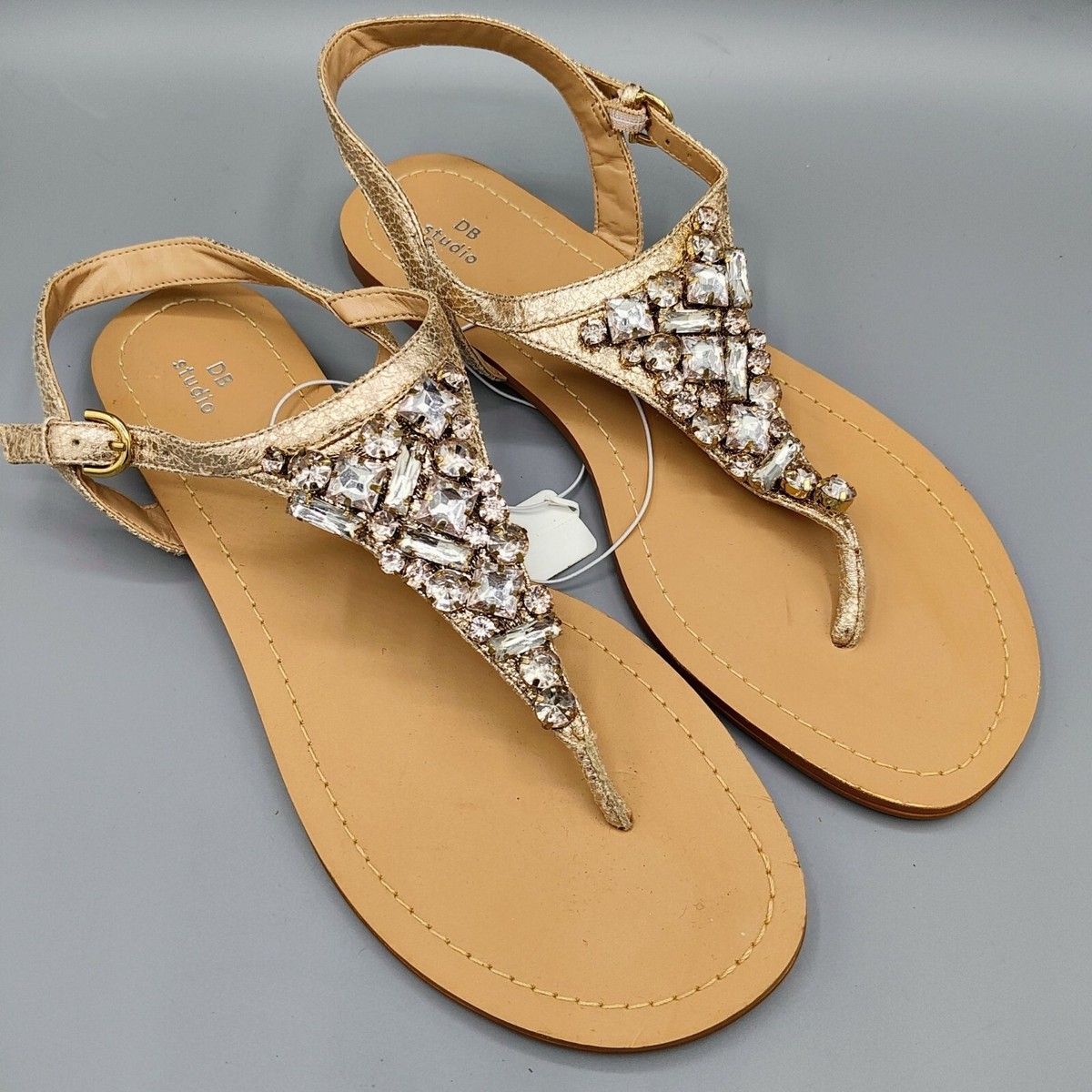 NWT Women's David's Bridal DB Studio Rose Gold Embellished Sandals (Size 9W)