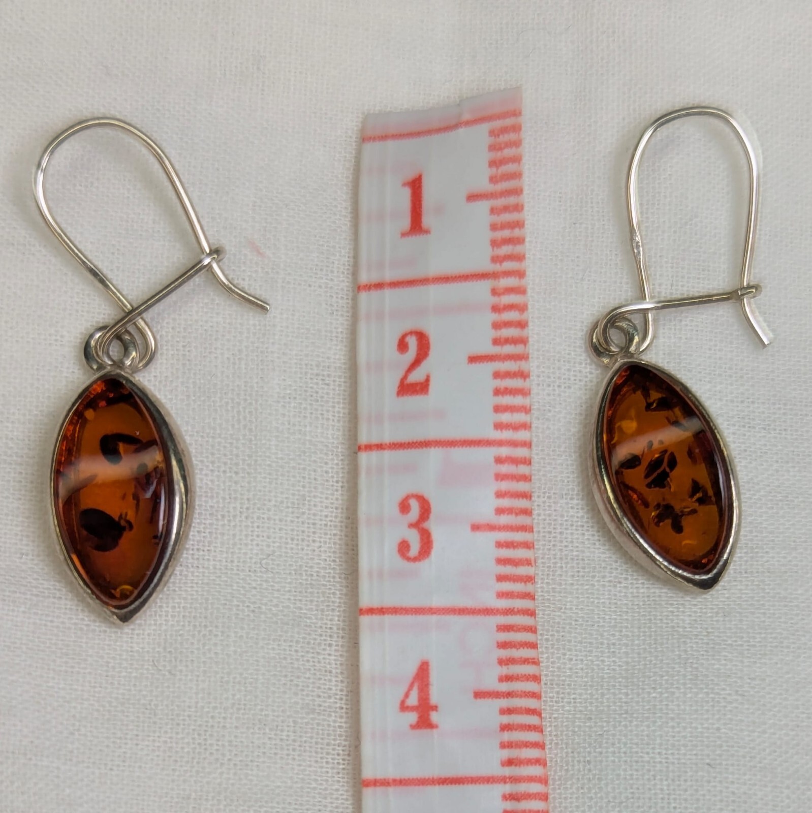 Baltic Amber Hook Dangle Drop Earrings Leaf Shape… - image 10