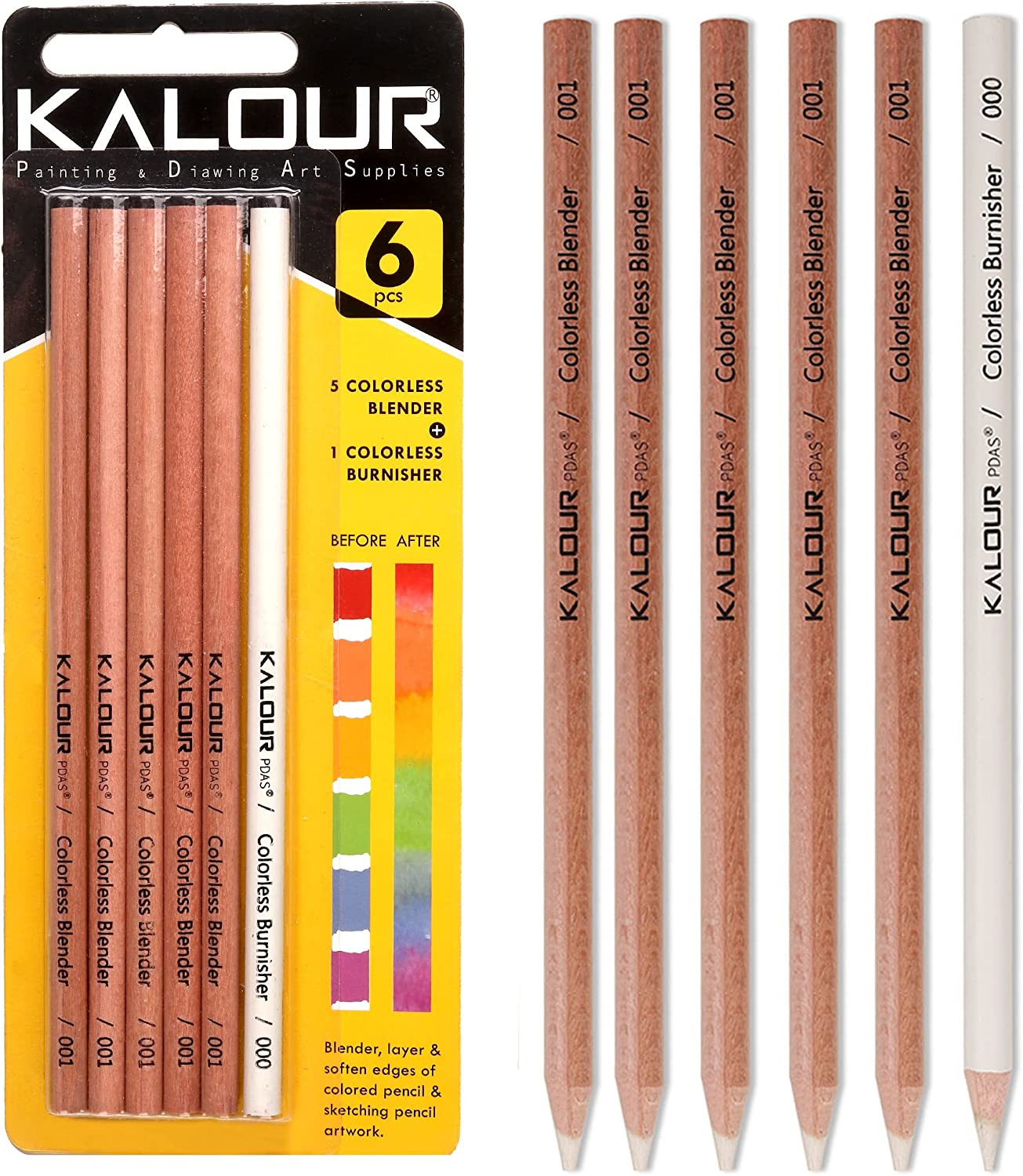 Colorless Blender and Burnisher Pencils Set,Non-Pigmented, Wax Based Pencil,Perf