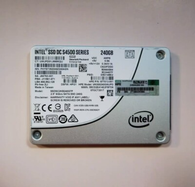 Intel/HP SSD DC S4500 Series 240GB SSDSC2KB240G7P 2.5''6G SATA Solid State Drive