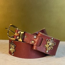 Vintage 80's RARE Gold Face Burgundy Belt