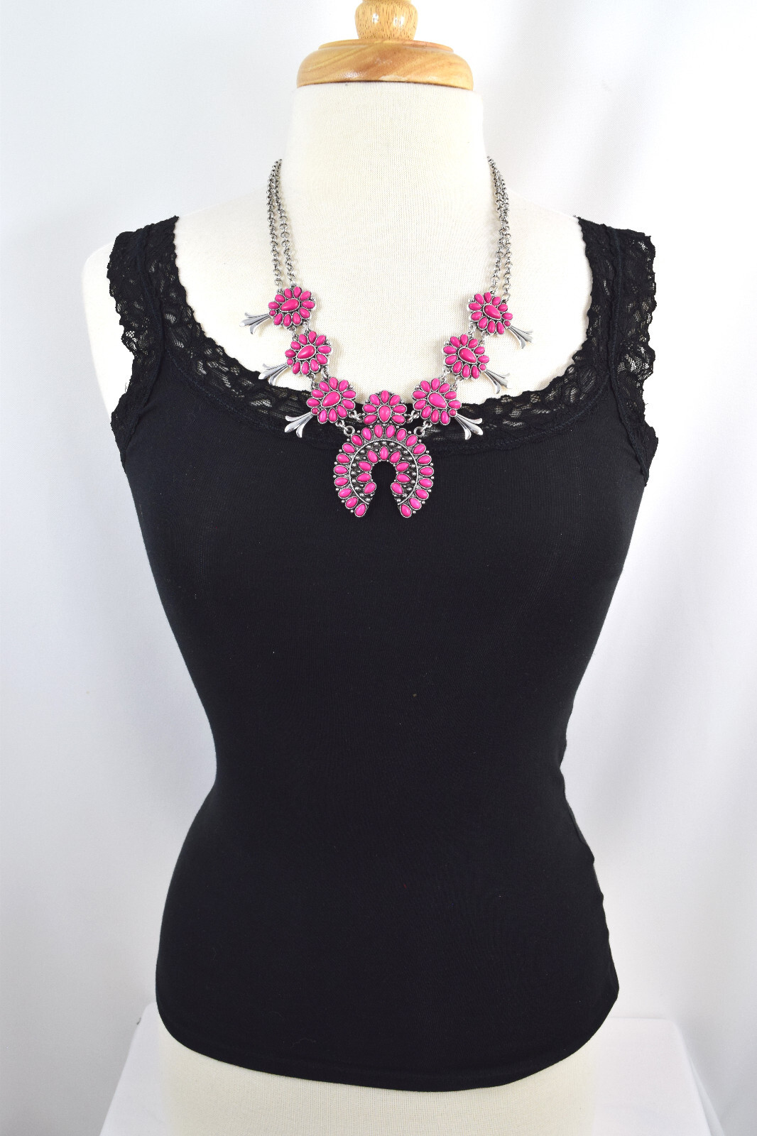 Squash Blossom fuchsia howlite turquoise Stone Statement Necklace and Earrings eBay