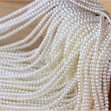 Beauty 4-5mm Real White Natural Freshwater Pearl Loose Beads 15"