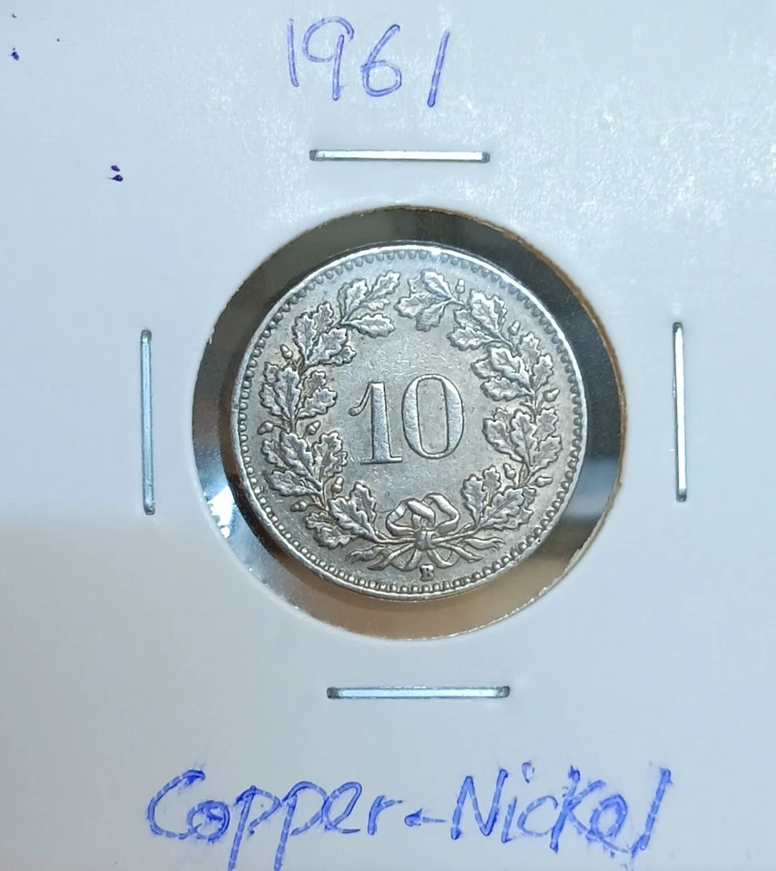10 Rappen Switzerland Coin 1961 (GVF) #225 - Image 2 of 2