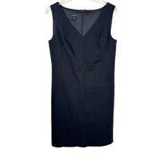 Talbots Black Sleeveless Midi Fully Lined Dress Size 10 Cotton Twill EUC