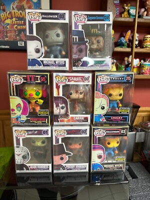 Horror Funko Pop Lot   Freddy, Jason, Chucky, Pennywise, Myers   9 Figures