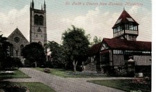 MAIDSTONE - ST FAITH'S CHURCH FROM GARDENS  COLOUR  POSTCARD (1909)
