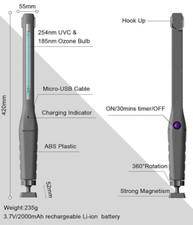  2 Pack Handheld/Standing LED Sterilize UV-C Lamp