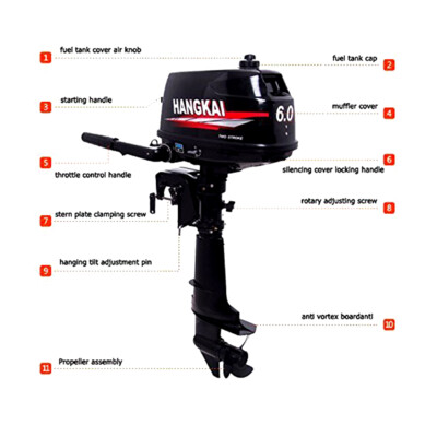 HANGKAI 2Stroke 6HP Outboard Motor Fishing Boat Engine Water Cooling CDI System