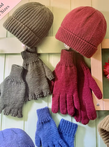 Knitting Pattern Country Woods Beanies + Easy Gloves Mitts Child Adult 8ply Wool - Picture 3 of 4