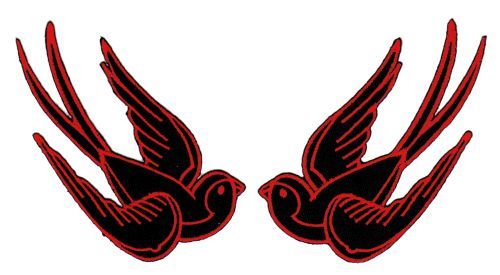 af27★Schwalbe 2 Stück Schwarz Rot Aufnäher Bügelbild Patch Rockabilly 10 x 5 cm - Bild 1 von 1