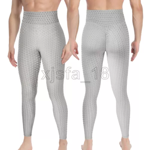 Men's Leggings Sports Gym Compression Pants Training Trousers Bubble Textured UK - Picture 19 of 30