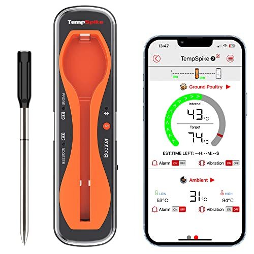 ThermoPro TempSpike 150m Range Truly Wireless Meat Thermometer, Bluetooth  Meat