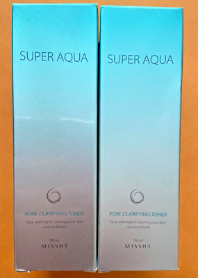 Pack of 2 Missha Super Aqua Pore Clarifying Toner. 150 ml each