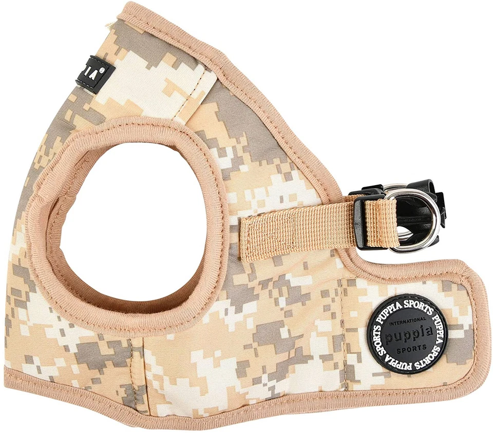 Chaleco Arnés Puppia Perro, Centinela, Sin Tirar, Caqui Camuflaje Beige, Pequeño 12-13" Pecho Foto 2 de 4