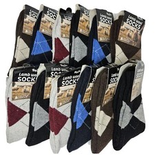 Men Wool Socks Size 10-13 Winter Warm Lamb Wool Holidays Christmas Socks 12-Pack