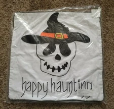 The Company Store Pillow Cover Sham 20"x20" Skeleton Happy Haunting 100% Cotton
