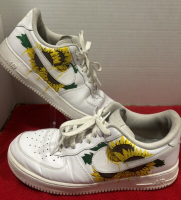 Custom Nike Air Force White Low Trainers Sunflower Artwork Size