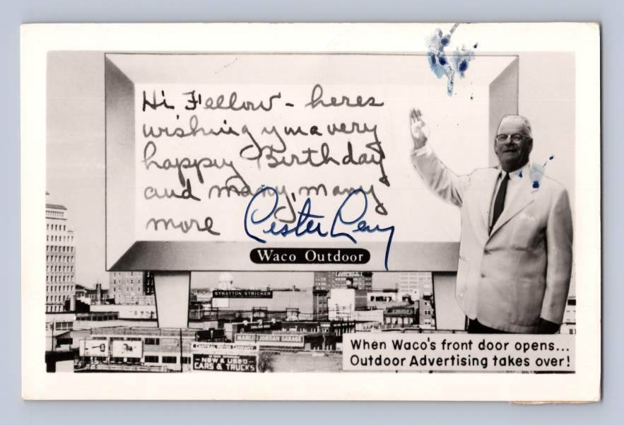 Vintage Billboard Advertising Advertising RPPC Waco Texas Lester Perry