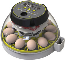 12 Egg Incubator with Humidity Display, Egg Candler, Automatic Egg Turner, for H
