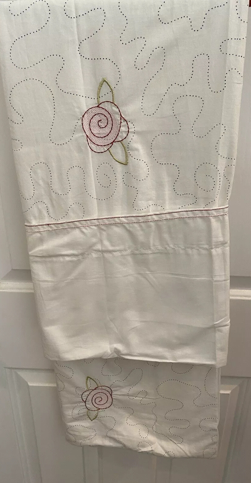 Ikea Toddler Floral Embroidered Duvet Cover & Pillowcase New-image