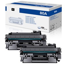 2 Pack CF280A 80A Toner Compatible With HP LaserJet Pro 400 M401dn M401n Printer