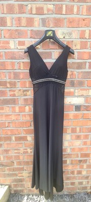 Spanisches langes schwarzes Abendkleid Lucas & Emma modisch Größe Large UK 12