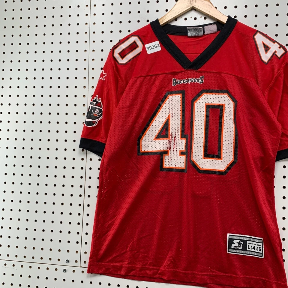 Camiseta deportiva de colección Tampa Bay Buccaneers Alsott Starter para jóvenes niños grande 14/16 roja 20x26 Foto 4 de 4