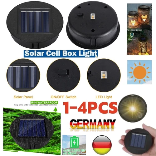 Neu 4er Satz Solarleuchten Ersatz Top mit LED Leuchtmitteln Solarpanel Latern - Bild 1 von 21